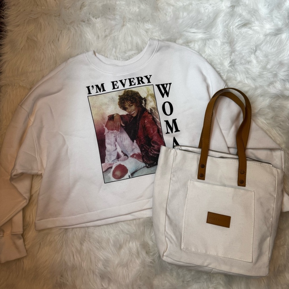 Cozy Neutral Lover Girlâs Perfect Errand Run Bundle Tan Beige Brown White Tote - Picture 7 of 9
